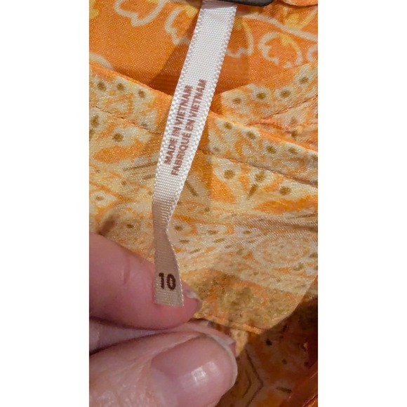 Free People Orange Floral Print Wrap Maxi Skirt Size 10 - Picture 4 of 12